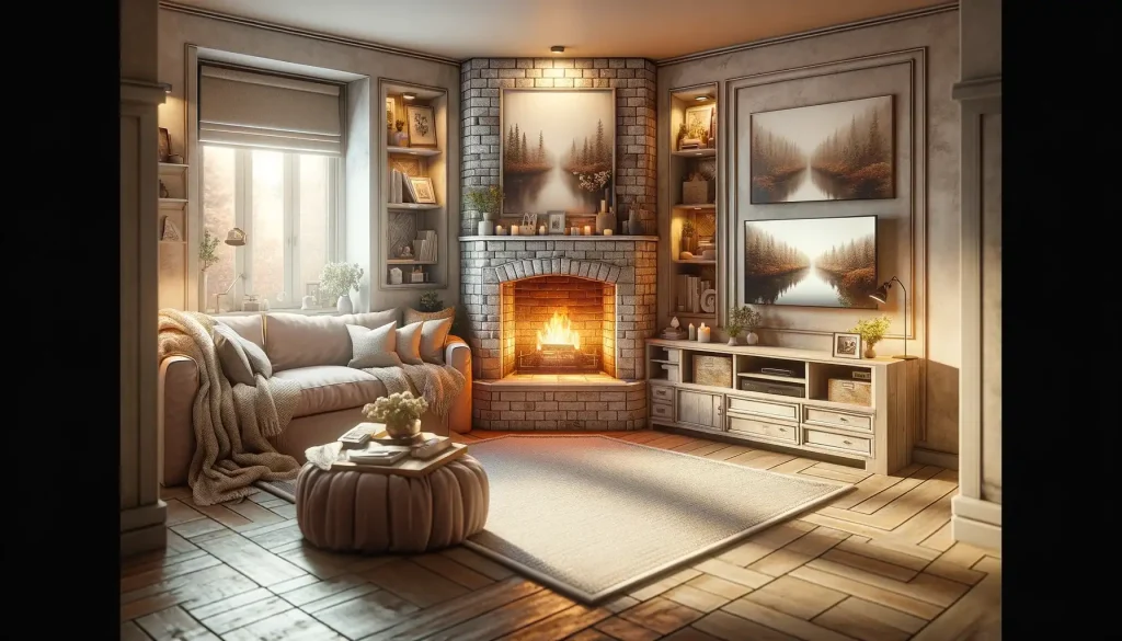 TV Next to Fireplace Idea 5: Corner Coziness
