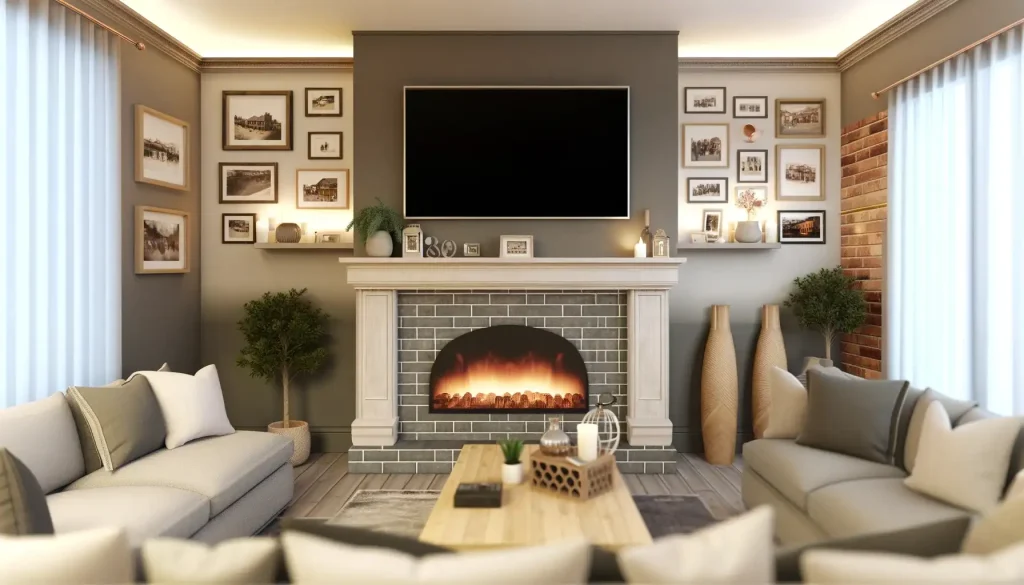 TV Next to Fireplace Idea 7: Multifunctional Mantel Display