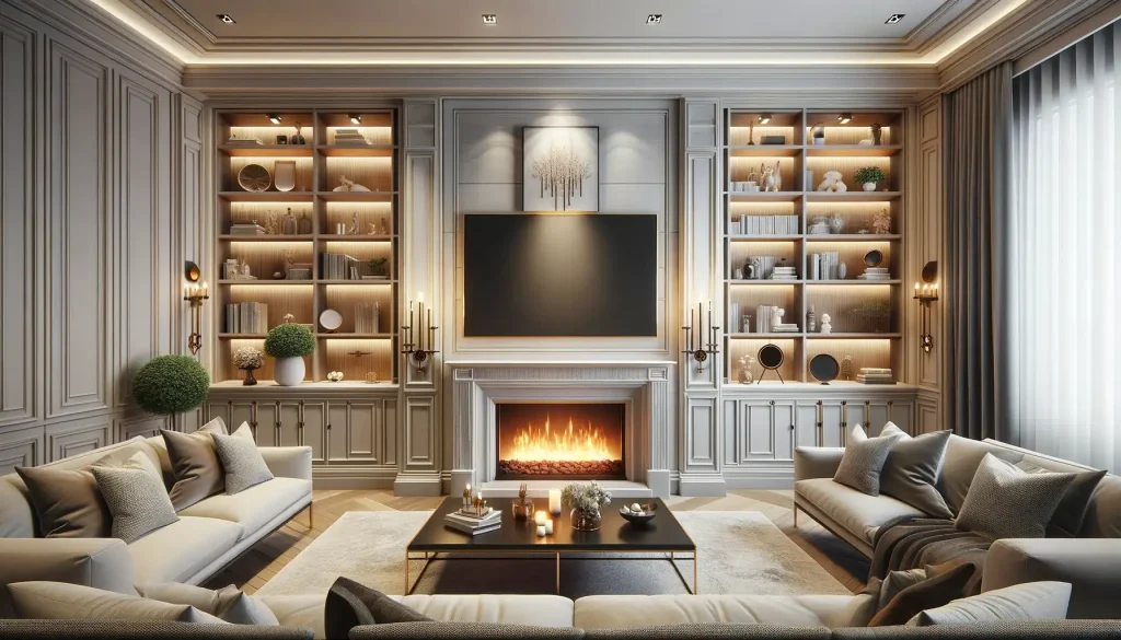 TV Next to Fireplace Idea 8: Symmetrical Balance